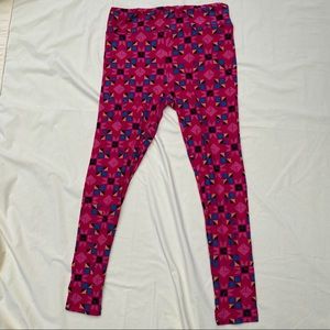 Pinks, blue & yellow abstract Lularoe TC Leggings